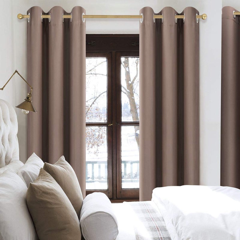 Diraysid Blackout Curtains for Bedroom Grommet Thermal Insulated Room Darkening Curtains (42 x 84 Inch, 2 Panels,Cappuccino) - Image 3